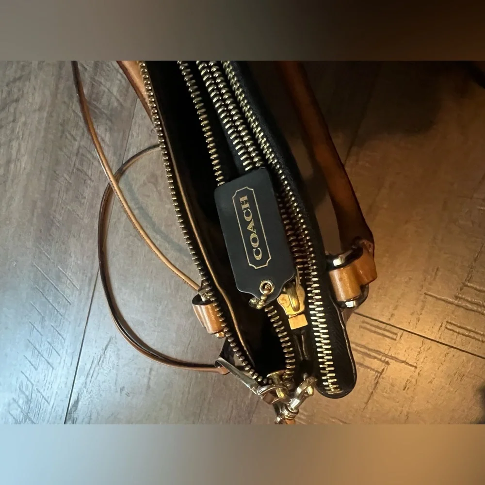 Coach Mini Black White & Gray Color Block Borough Triple Compartment Cross Body - Picture 9 of 15